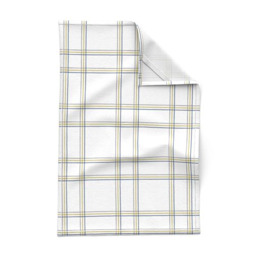 TRIPLE Window pane plaid White mustard grey blue and cream