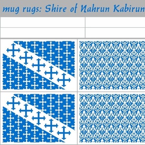 mug rugs: Shire of Nahrun Kabirun (SCA)