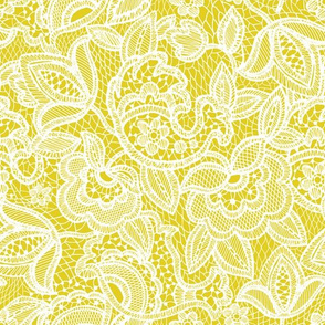 Yellow Lace Fabric, Wallpaper and Home Decor