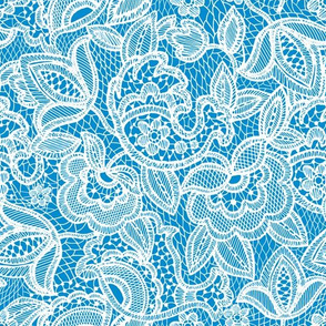 Blue Lace Fabric, Wallpaper and Home Decor