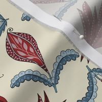 Indian Floral. Journey Accent Print.Red