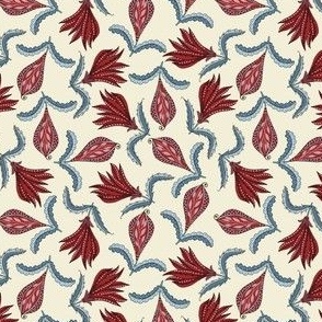 Indian Floral. Journey Accent Print.Red