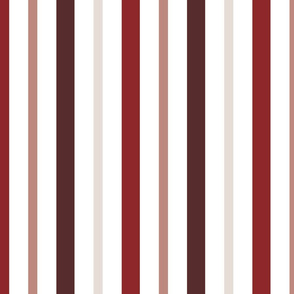 Hygge- Vertical Stripes- White- Rust Fawn Brown- Large Scale