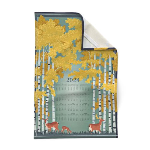 Spoonflower Tea Towel 2021 Calendars Beach Mod Olive Design Vintage Linen Cotton 