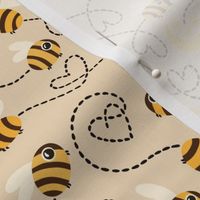 Natural quite pastel Honey Bees, flying kids baby animals, love moon and stars
