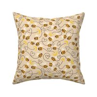 Natural quite pastel Honey Bees, flying kids baby animals, love moon and stars
