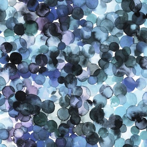 Blue Overlapped watercolor dots Blue
