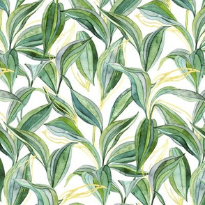 Leaves + Lines in Olive + White with Golden Yellow Lines - small
