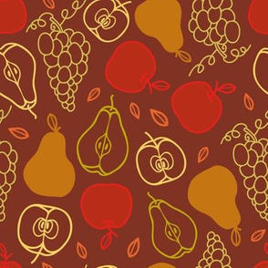 Autumn fruits line art pattern