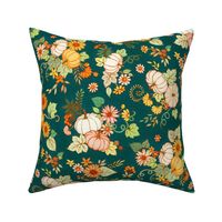 Contemporary Tossed Sunflower and Pumpkin Chintz - bright