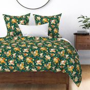 Contemporary Tossed Sunflower and Pumpkin Chintz - bright