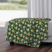 Contemporary Tossed Sunflower and Pumpkin Chintz - bright, tiny