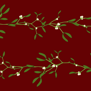 large - white mistletoe on red horizontal