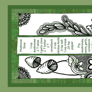 Mushroom Soup Tea Towel Green