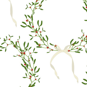 large - white mistletoe on white round