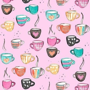 mugs on pink