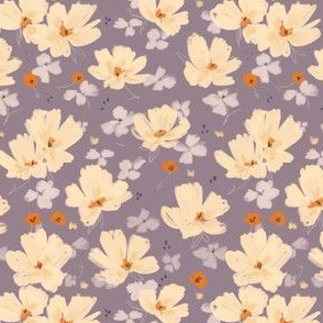 soft cream floral - on faded lavender