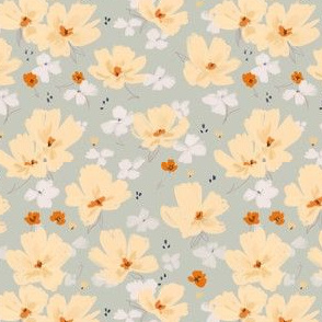 soft cream floral - on faded sage