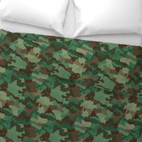 Small Military Army Green and Khaki Brown Camo Camouflage Print