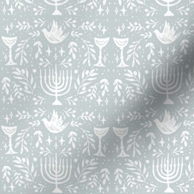 Hanukkah Light Blue for Holiday Decor, Fabric, Tea Towels, & Pillows