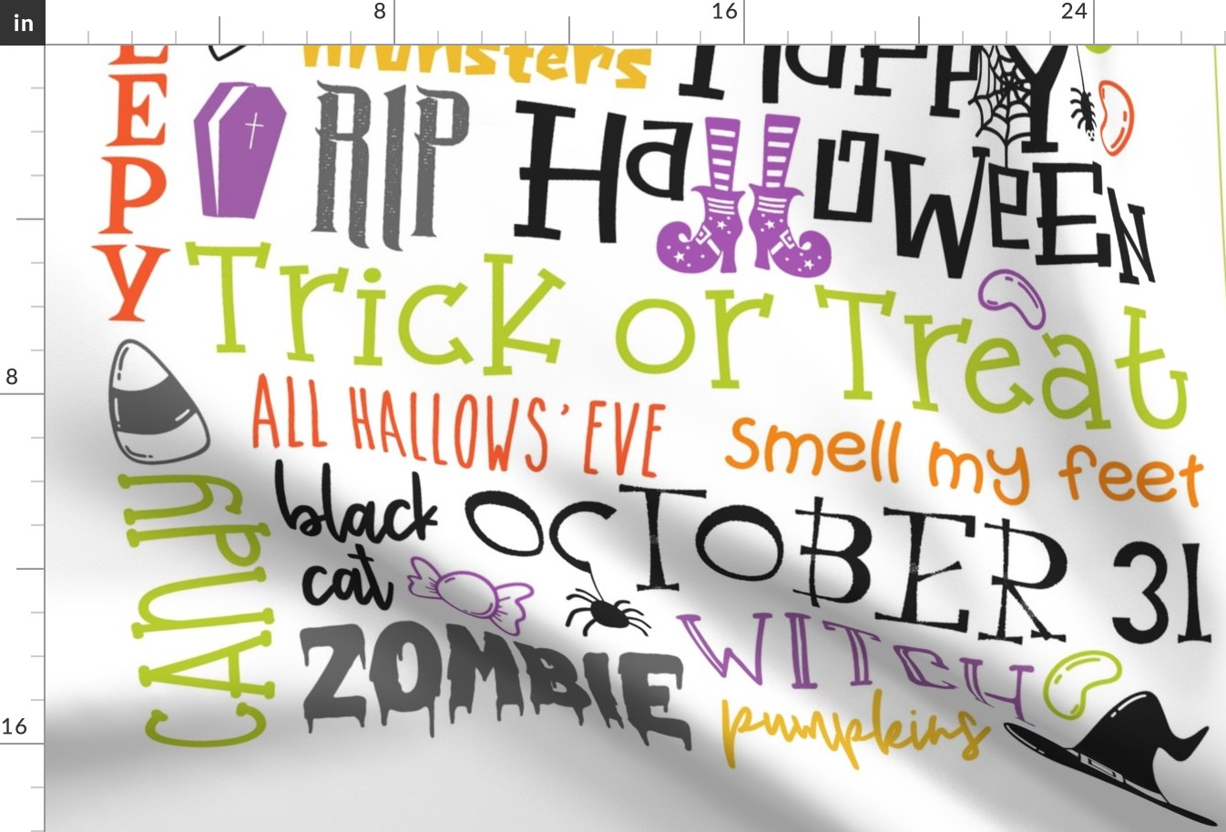 Halloween Subway Art Typography Brights baby size - 27 x 36 inches