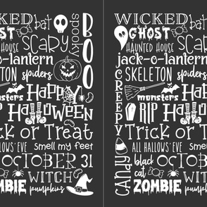 Halloween Subway Art Typography White on dark Grey baby size - 27 x 36 inches