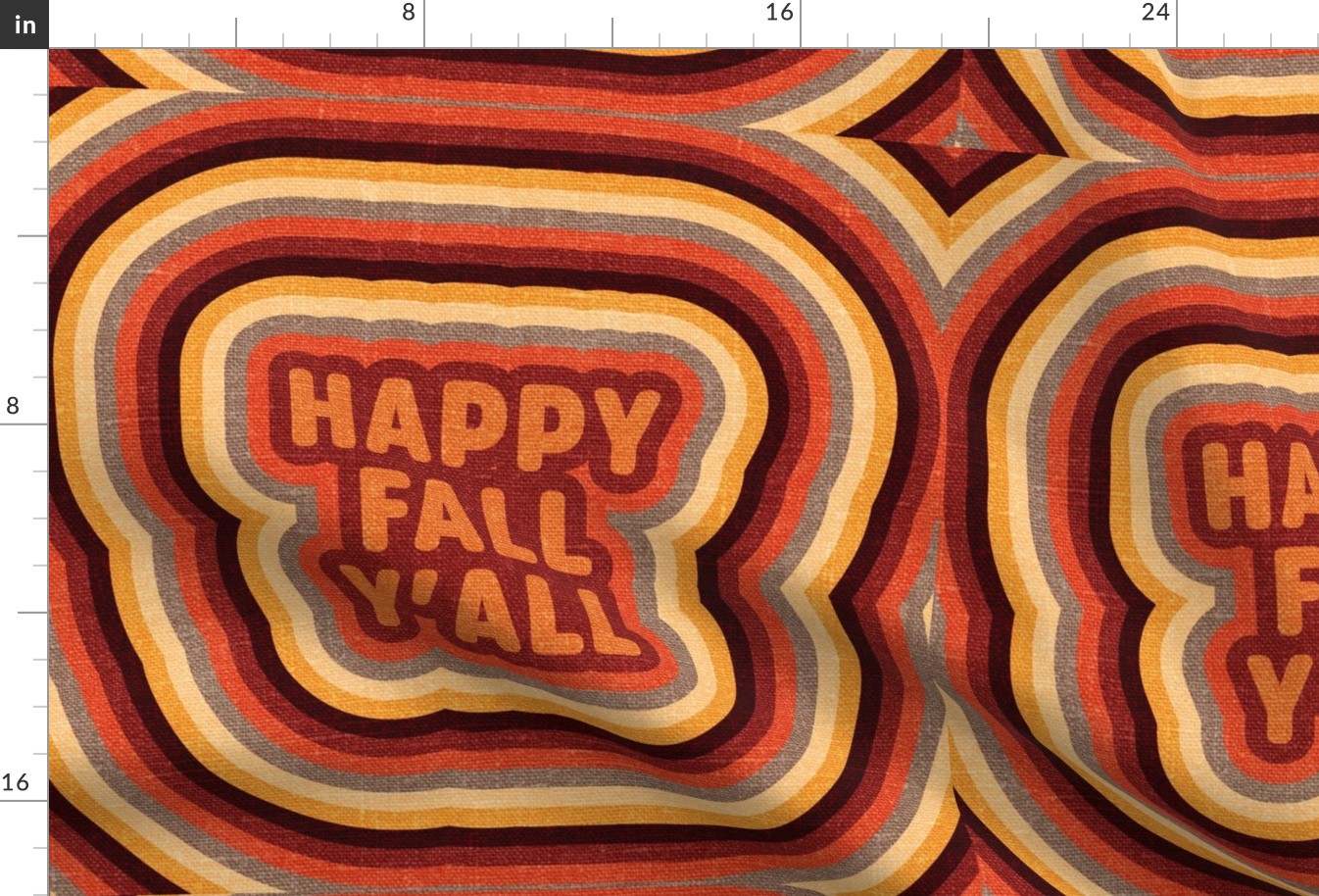 Retro Happy Fall Y'all Minky Cushion - 18 inch square