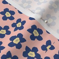 Tiny watercolor flowers Pink navy