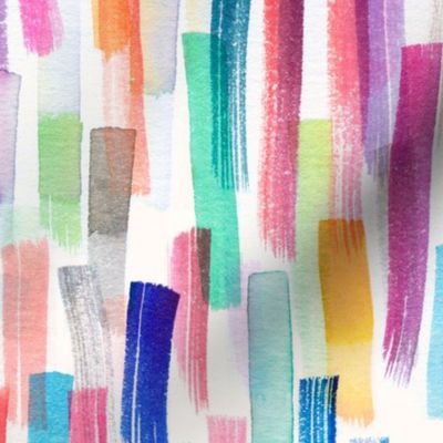Bold Painterly - Colorful Brush stroke - Artistic Stripes - Rainbow Watercolor - Medium
