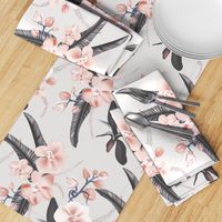 Orchids grey realistic print