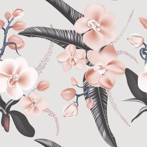 Orchids grey realistic print