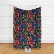 Colorful Brushstrokes Black Multicolored Medium