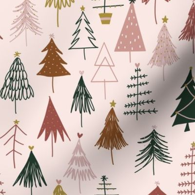 Christmas Trees on Blush