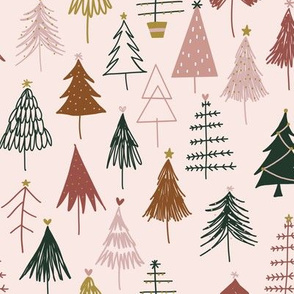 Christmas Trees on Blush