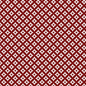 Large Dark Christmas Candy Apple Red and White Cross-Hatch Astroid Grid Pattern
