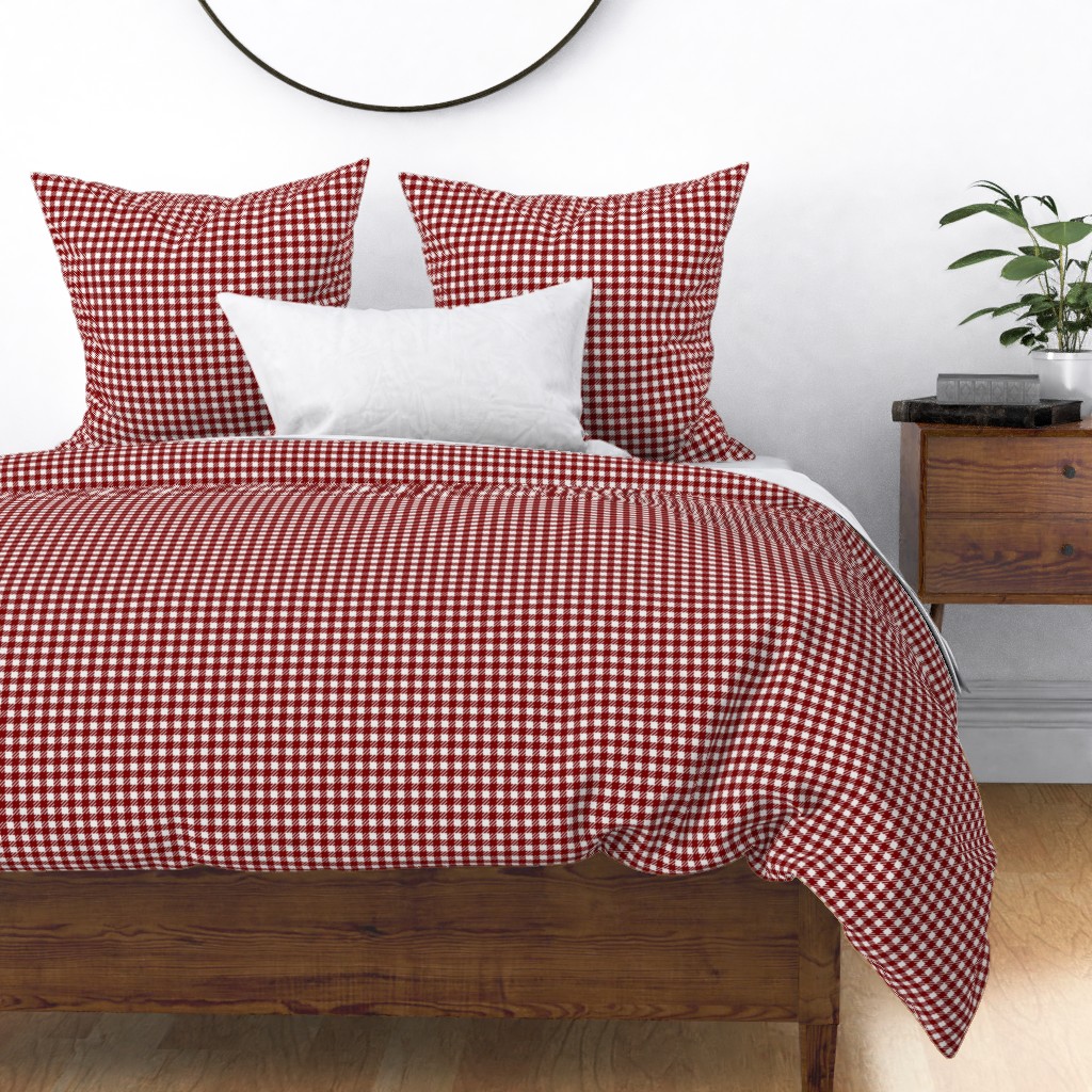 Dark Christmas Candy Apple Red Gingham Plaid Check