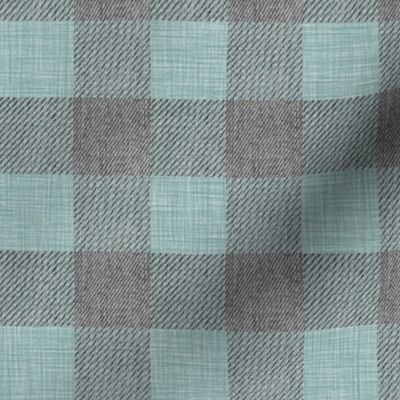 Gray and Light Aqua Buffalo Plaid 