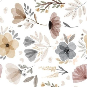 Rotated // Gray and Neutral Blooms // White