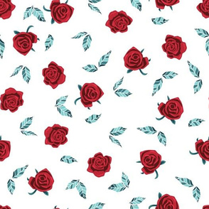 Red Roses on White Background