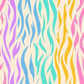 Pastel rainbow tiger stripes on cream animal print