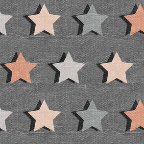 Offset Stars Neutral on grey Linen - large scale