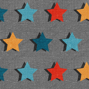 Offset Stars Superhero on grey Linen - large scale