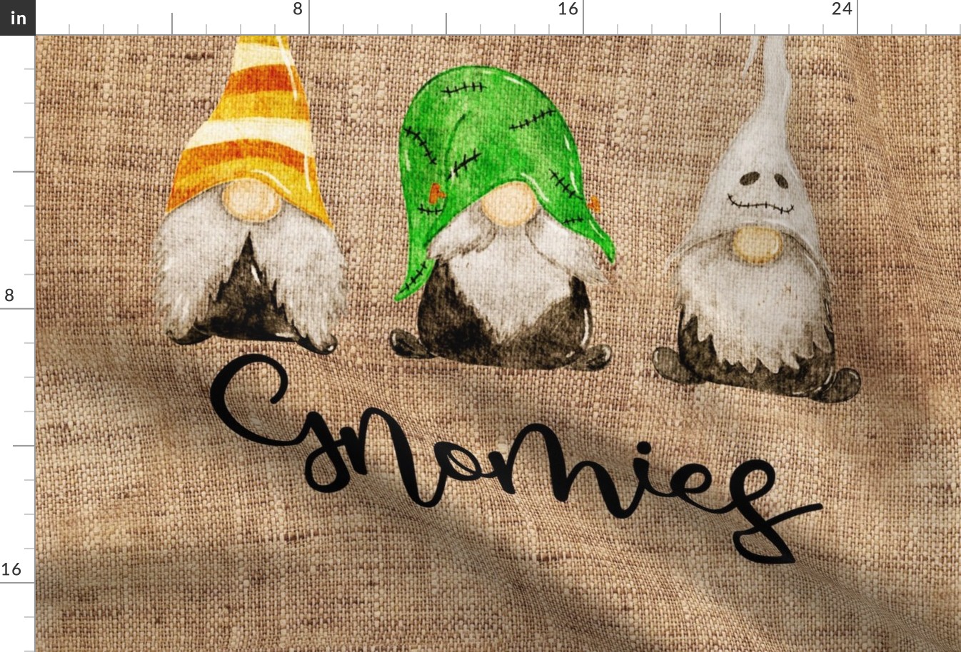 Haunting With My Gnomies on burlap - Baby Minky 27 x 36 inches