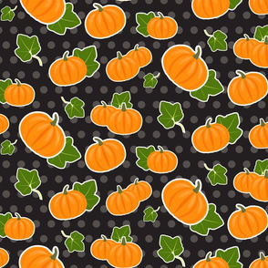 Cartoon pumpkins on dark background  (big)