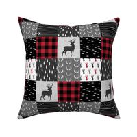 (3" scale) buck woodland - plaid patchwork - wholecloth C20BS