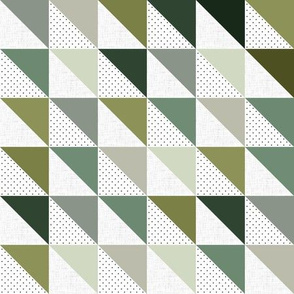 half square triangles: green gables