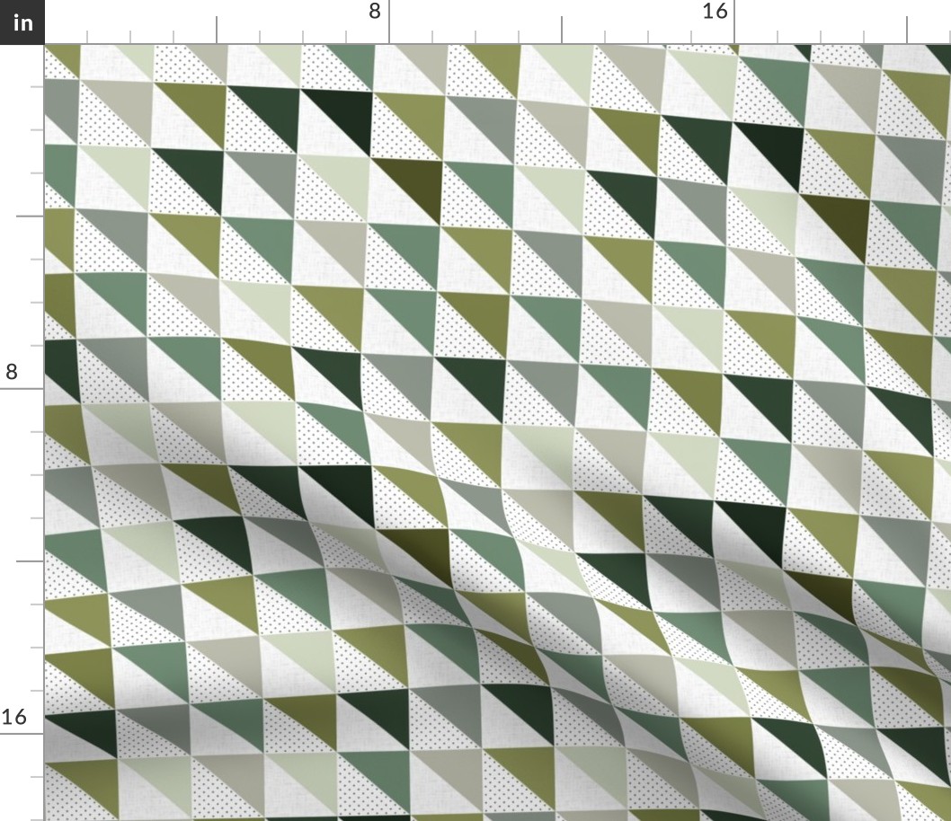 half square triangles: green gables