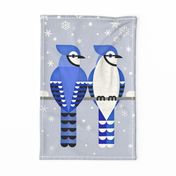 Winter Blue Jays Tea Towel