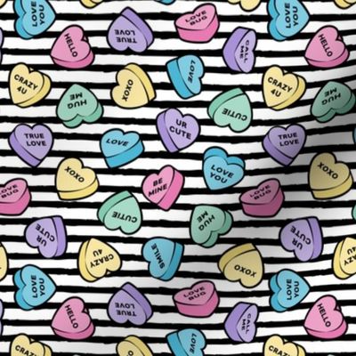 valentine's hearts - candy pastels - black stripes - LAD20