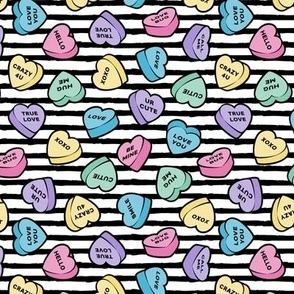 valentine's hearts - candy pastels - black stripes - LAD20
